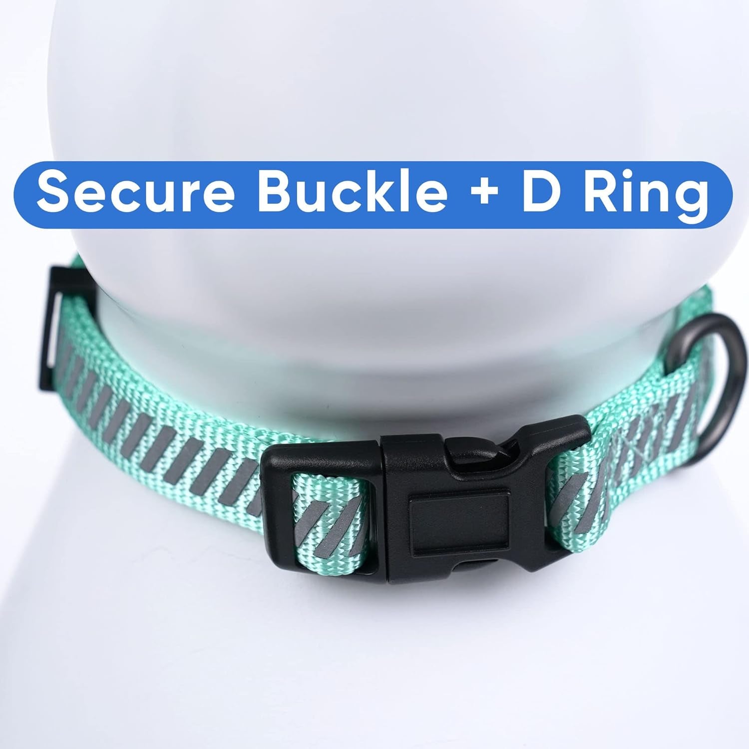 Reflective Dog Collar for Dog and Puppies a High Visibility Collar with Reflective Bands | Adjustable Dog Collar Heavy Duty Perfect for Extra Small and Small Puppies - Teal S Collar