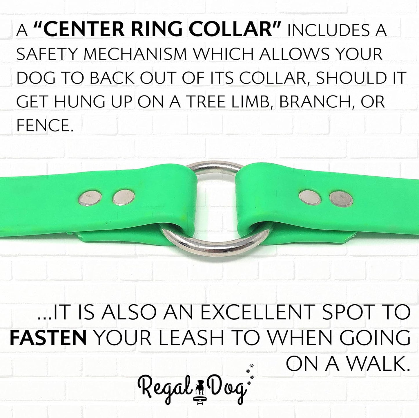 Small Light Green Dog Collar with Heavy Duty Double Buckle & D Ring Vinyl Coated, Custom Fit, Adjustable Biothane Dog Collar | Chew Resistant Waterproof Center-Ring Collar for Dogs