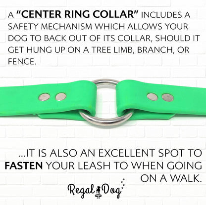 Small Light Green Dog Collar with Heavy Duty Double Buckle & D Ring Vinyl Coated, Custom Fit, Adjustable Biothane Dog Collar | Chew Resistant Waterproof Center-Ring Collar for Dogs