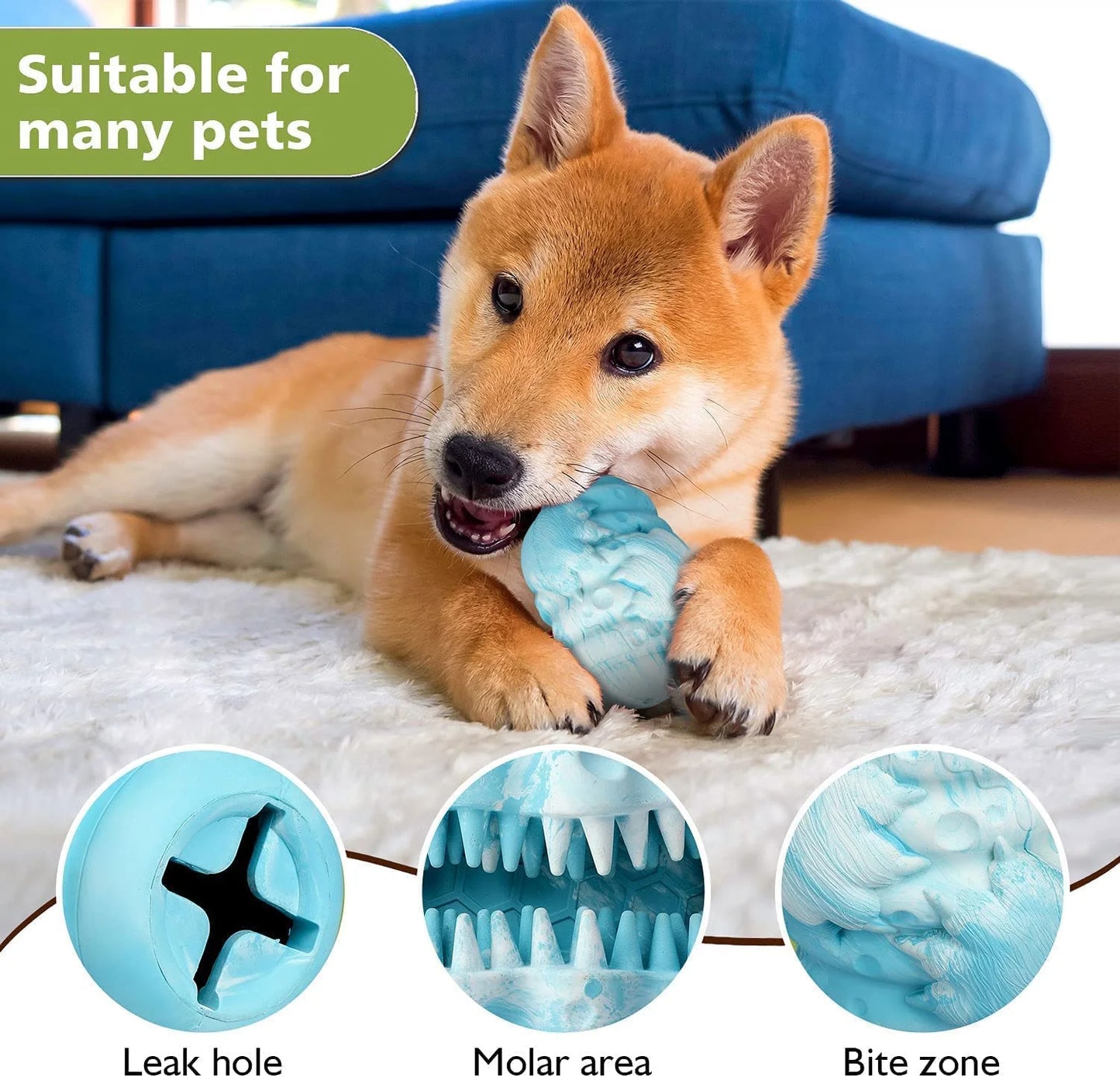 Lonew Dog Treat Dispenser Food-Safe Rubber Slow Feeder Chew Toy Teeth Cleaner Reduces Anxiety