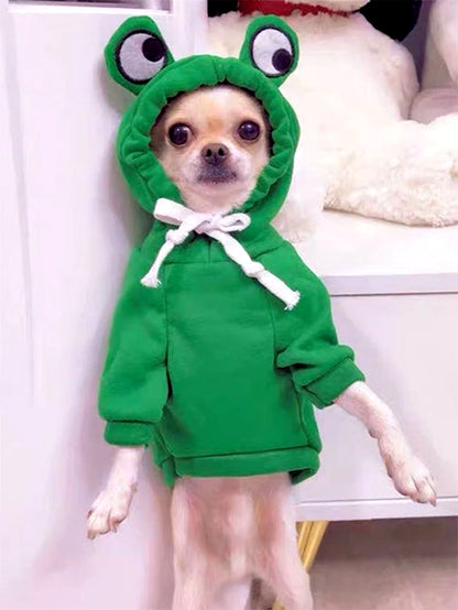 1PC Cute Frog Pet Sweater for Small and Medium Dogs - Green Dog Hoodie with Fun Design - Keep Your Pup Cozy and Stylish