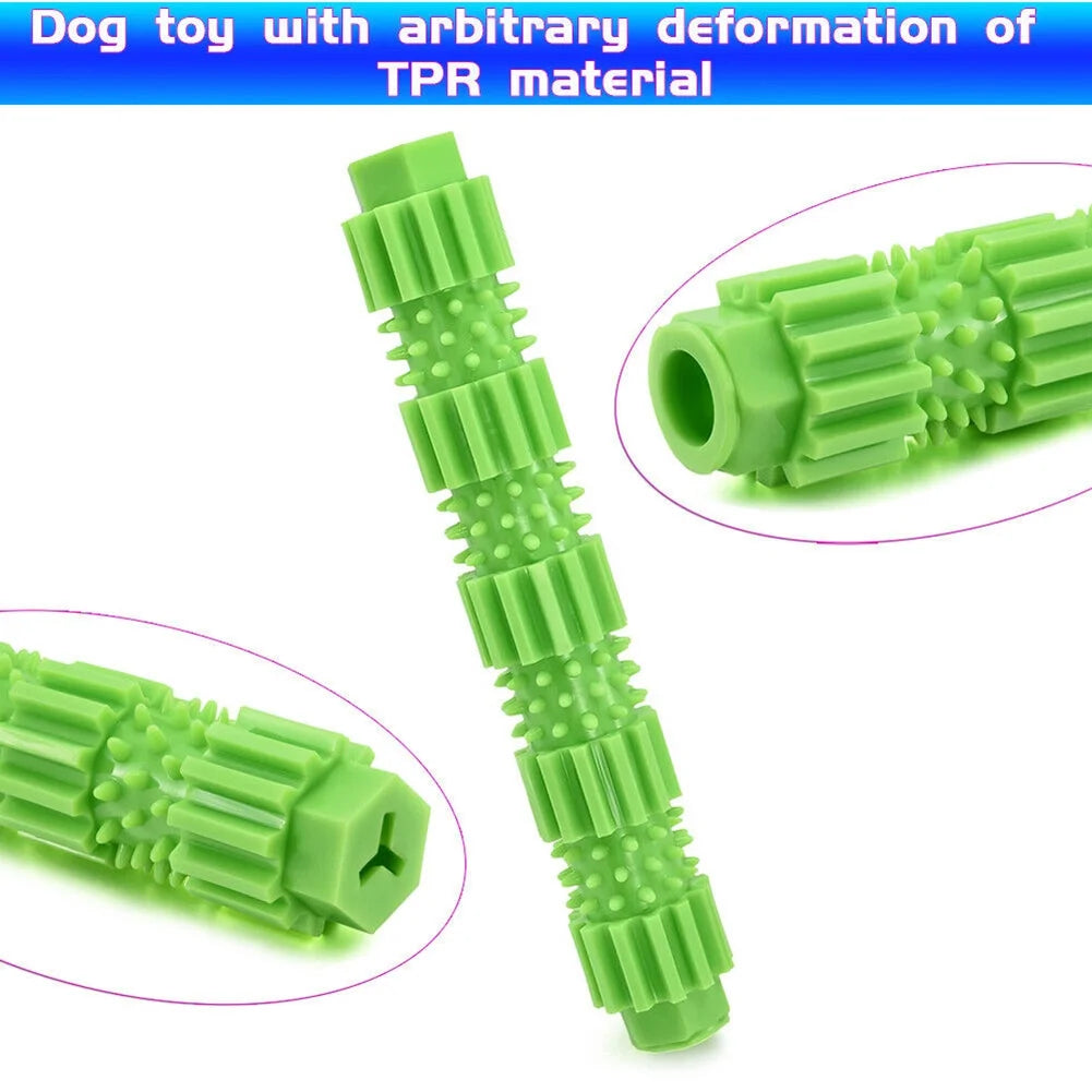 Dog Chew Stick Aggressive Chewer Treat Dispenser Rubber Pet Teeth Cleaning Toy,Green