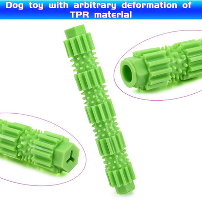 Dog Chew Stick Aggressive Chewer Treat Dispenser Rubber Pet Teeth Cleaning Toy,Green