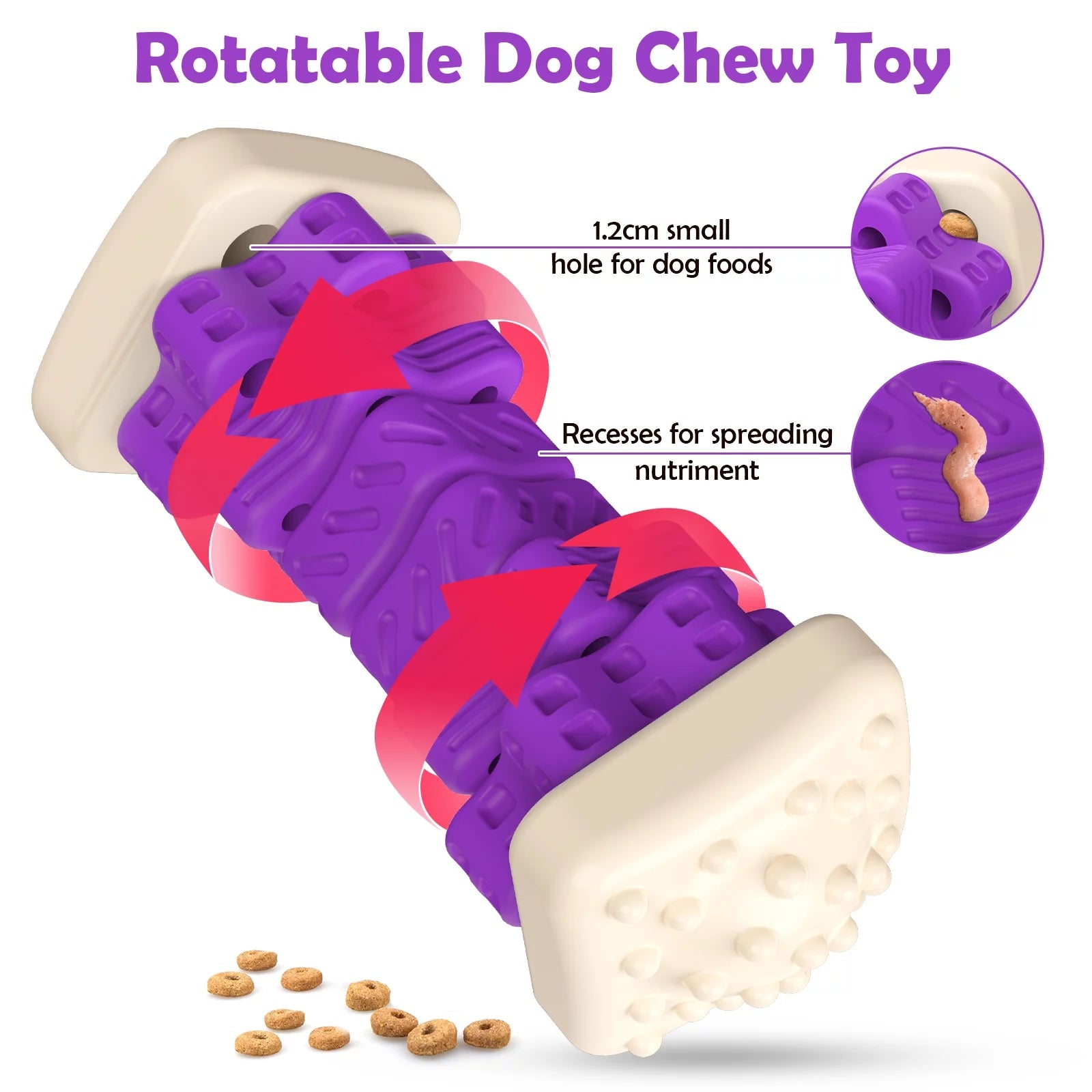 Interactive Dog Chew Toy-Brightly Colored Dog Enrichment Toy for Aggressive Chewers-Purple