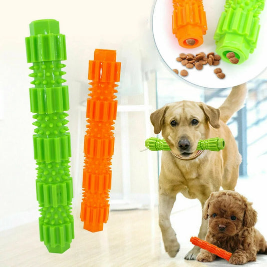 Dog Chew Stick Aggressive Chewer Treat Dispenser Rubber Pet Teeth Cleaning Toy,Green