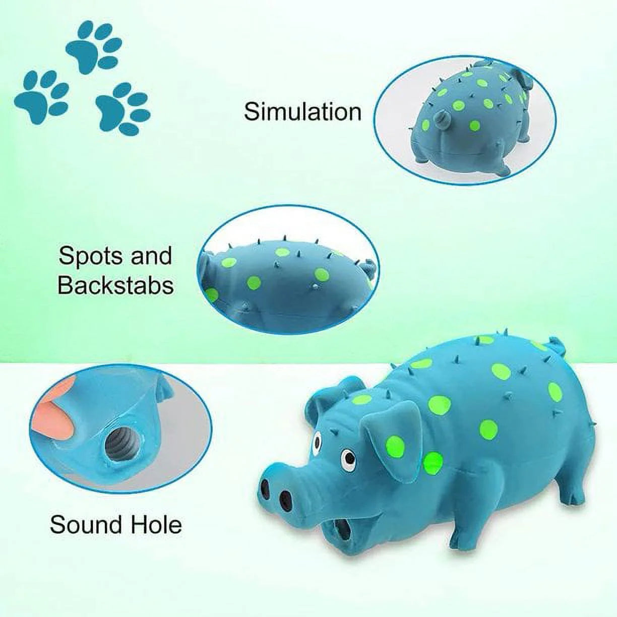 Dog Squeeze Toy,Squeaky Pig Dog Toys, Blue Latex Grunting Pig Dog Toy Anxiety Relief for Dog Puppy Chew Toys