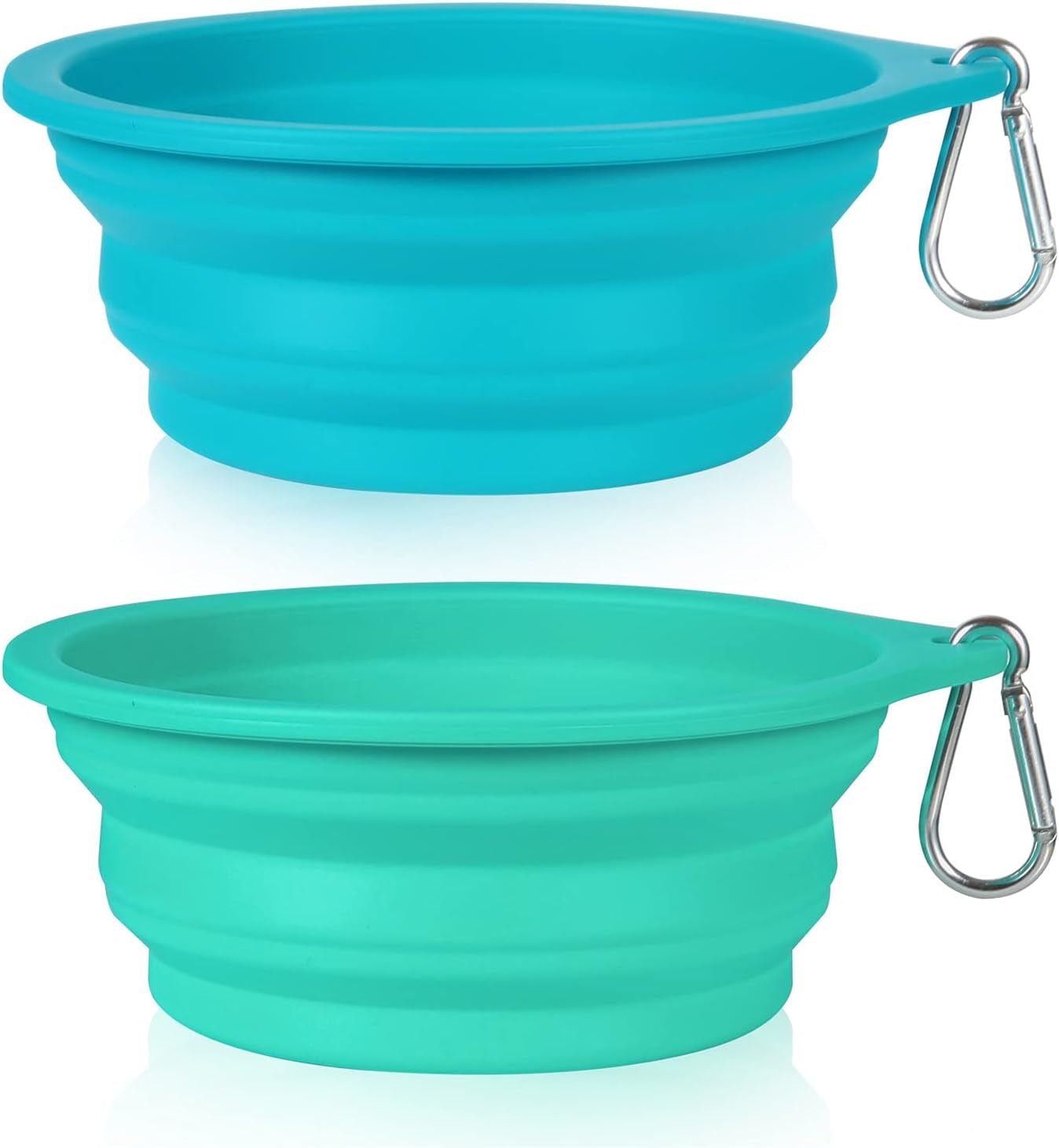 2Pack Collapsible Dog Bowl,Integrated Molding Travel Bowl No Plastic Rim Pet Feeding Bowls for Walking Traveling Outdoors,600Ml (Light Blue+Light Green)