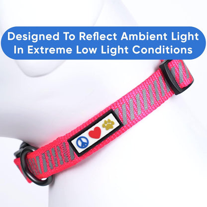 Reflective Dog Collar for Dog and Puppies a High Visibility Collar with Reflective Bands | Adjustable Dog Collar Heavy Duty Perfect for Extra Small and Small Puppies - Pink XS Collar