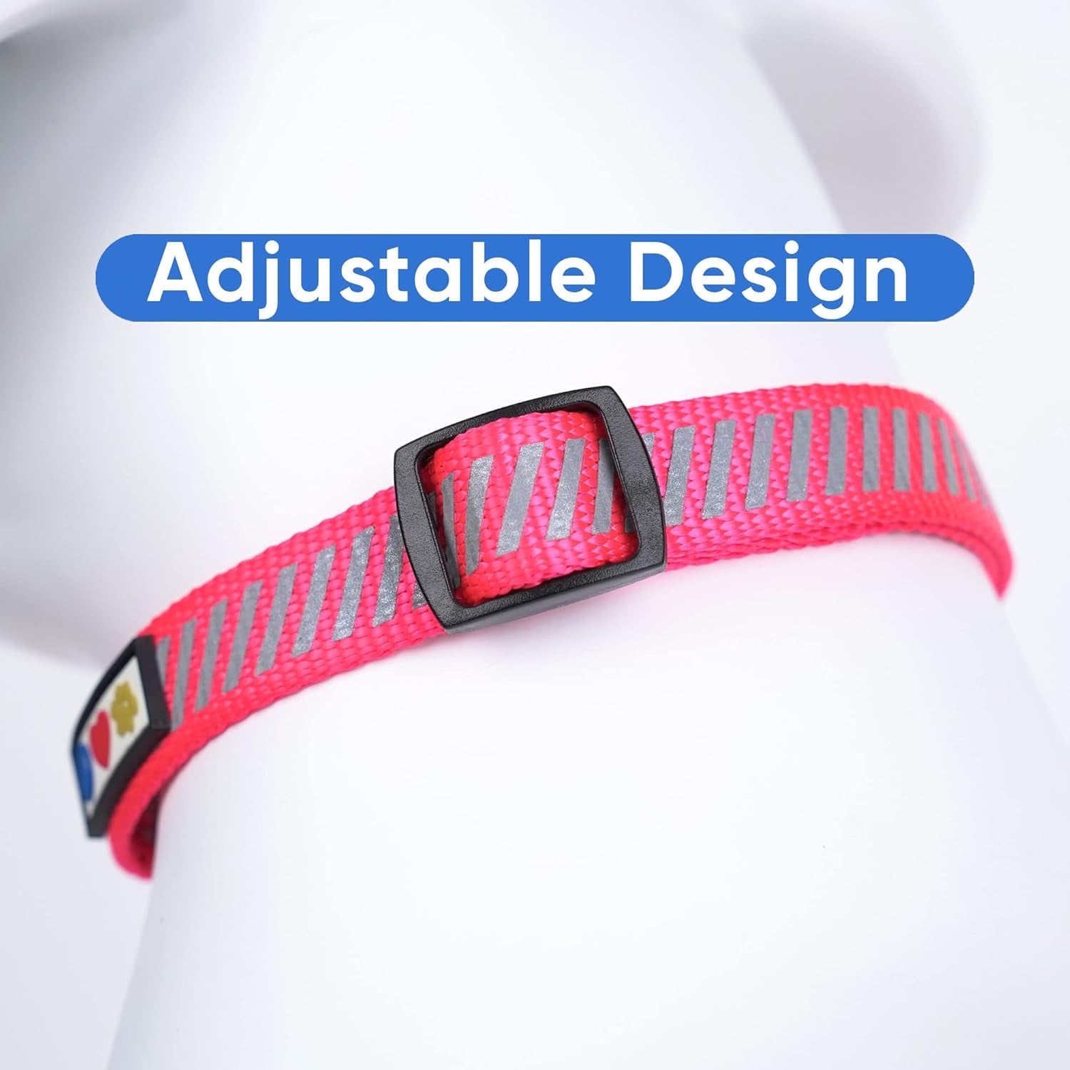 Reflective Dog Collar for Dog and Puppies a High Visibility Collar with Reflective Bands | Adjustable Dog Collar Heavy Duty Perfect for Extra Small and Small Puppies - Pink XS Collar