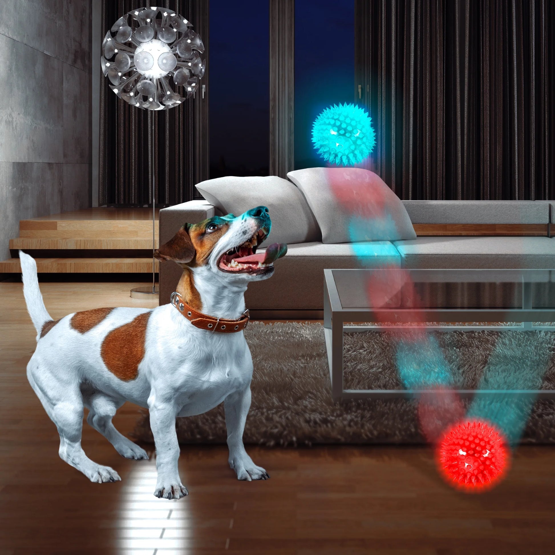 Squeaky Dog Toys LED Light-Up Balls 8 Pack with Storage Bag Fun Toys for Kids, Dogs and Cats Gifts