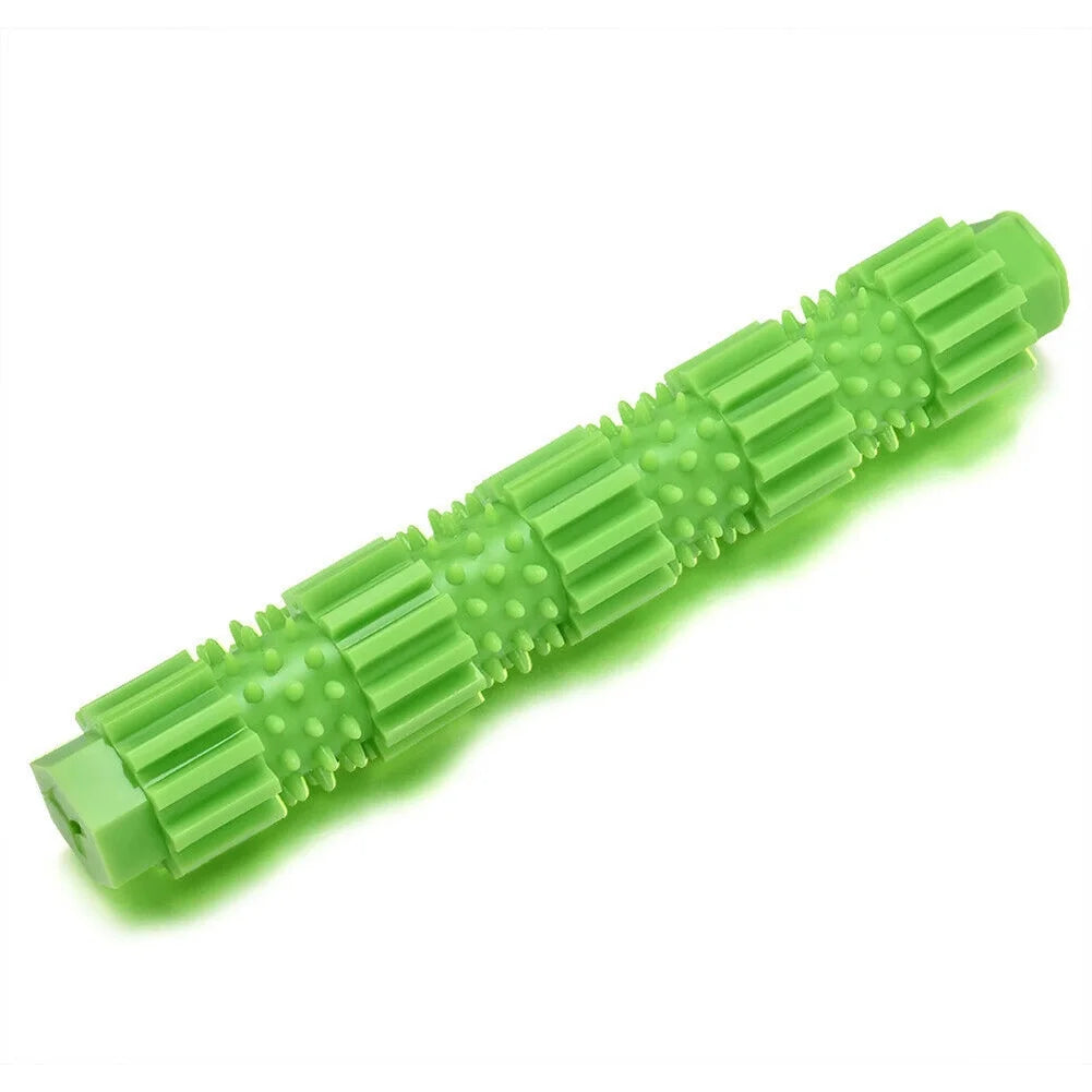 Dog Chew Stick Aggressive Chewer Treat Dispenser Rubber Pet Teeth Cleaning Toy,Green