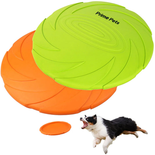 Dog Frisbees, 2Pcs 7 in Dog Flying Disc Saucer, Durable Dog Toys, Orange and Green