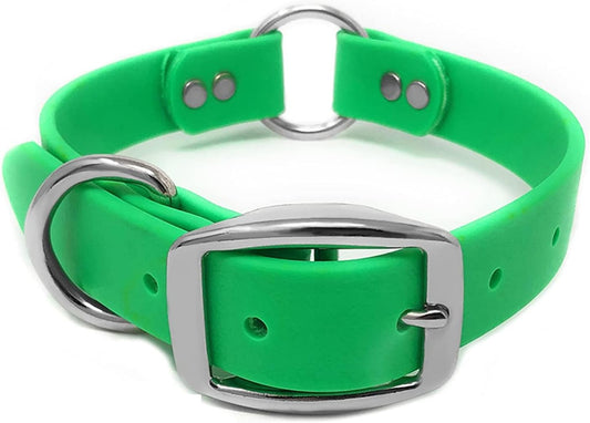 Small Light Green Dog Collar with Heavy Duty Double Buckle & D Ring Vinyl Coated, Custom Fit, Adjustable Biothane Dog Collar | Chew Resistant Waterproof Center-Ring Collar for Dogs