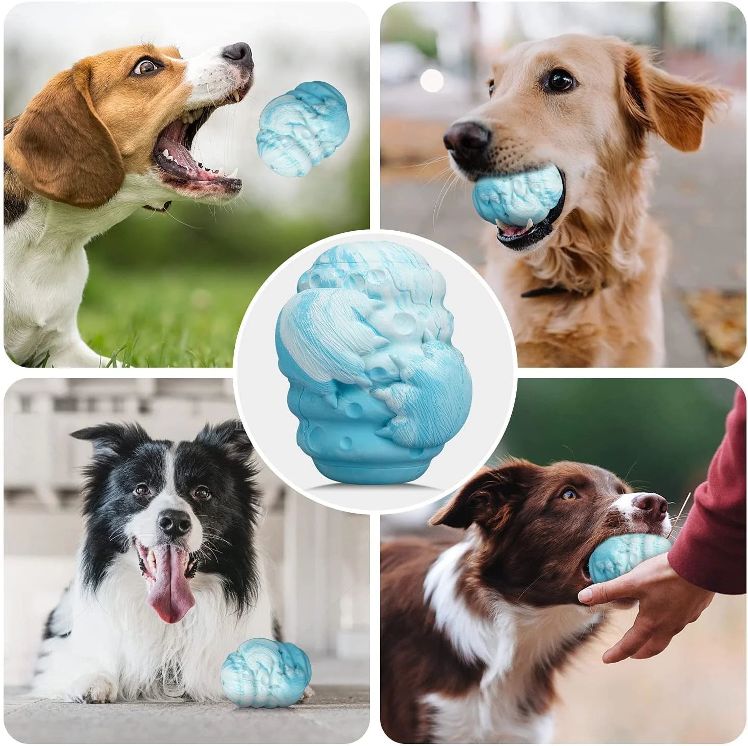 Lonew Dog Treat Dispenser Food-Safe Rubber Slow Feeder Chew Toy Teeth Cleaner Reduces Anxiety