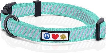 Reflective Dog Collar for Dog and Puppies a High Visibility Collar with Reflective Bands | Adjustable Dog Collar Heavy Duty Perfect for Extra Small and Small Puppies - Teal S Collar