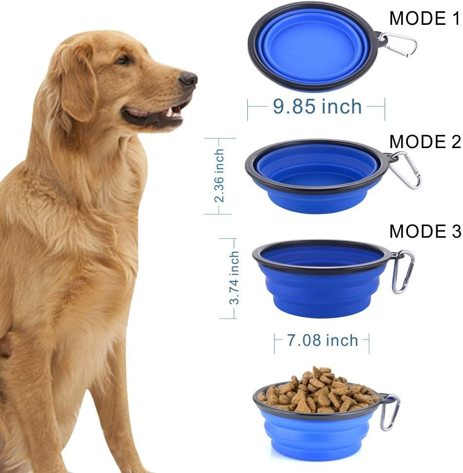 Extra Large Collapsible Dog Bowl, XL Travel Dog Bowl, Foldable Travel Water Dish, 102Oz X-Large Portable Collapsable Traveling Bowls with Carabiner for Dogs Walking, Hiking (Blue)