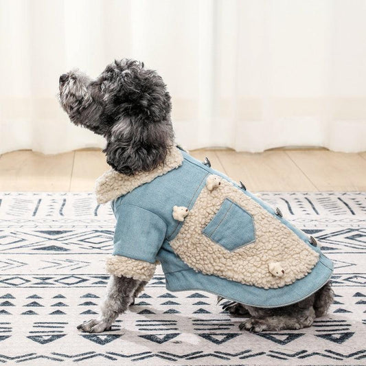 Cozy Denim and Fleece Two-Legged Dog Clothes - Perfect for Small to Medium Dogs