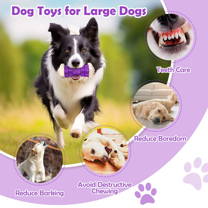 Interactive Dog Chew Toy-Brightly Colored Dog Enrichment Toy for Aggressive Chewers-Purple