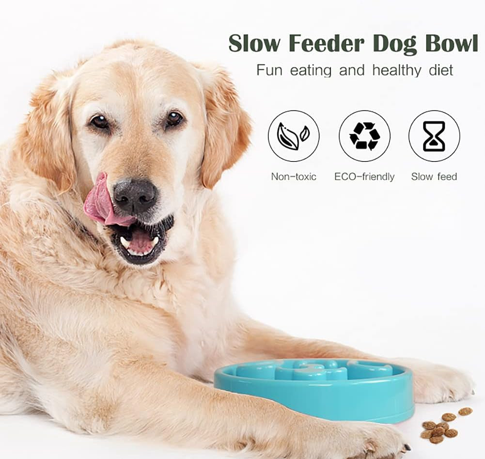 Healthy Slow Feeder Dog Bowls,Durable Preventing Choking Dog Slow Feeder,Non Slip Pet Dog Food Bowl(Blue)