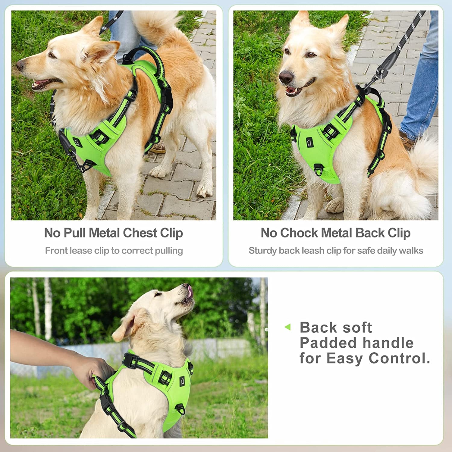 Dog Harness Waldseemuller Dog Harness for Large Dogs No Pull,Harness Medium Size Dog 4 Buckles Easy Walk Harness,No Pull Harness for Small to Extra Large Dog,Puppy Harness for Puppy Training