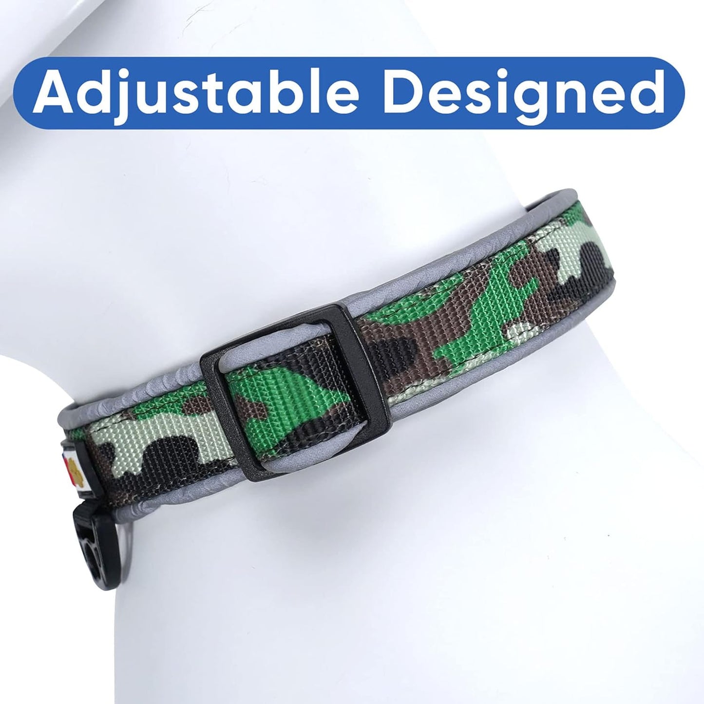 Camouflage Dog Collar Padded Dog Collar Reflective Dog Collar Puppy Collar Training Dog Collar Small Dog Collar Camo Green Dog Collar