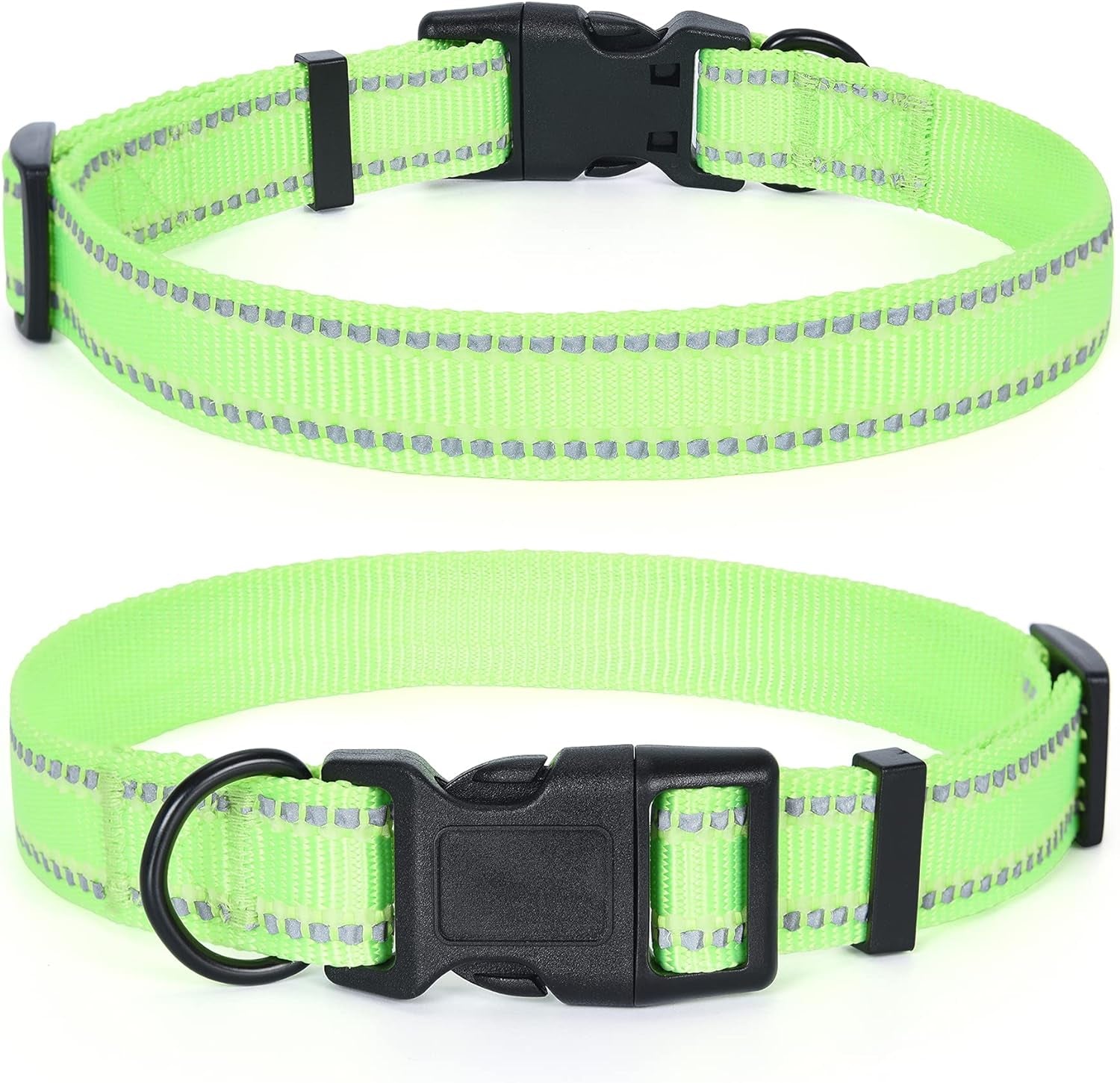 | Nylon Night Light Glow Collar for Medium Dogs | Reflective Band Cat Collar | Fluorescence Self-Luminescence Strap Puppy Collar | Safe Night Walk Collars for Dogs (Lime, S)