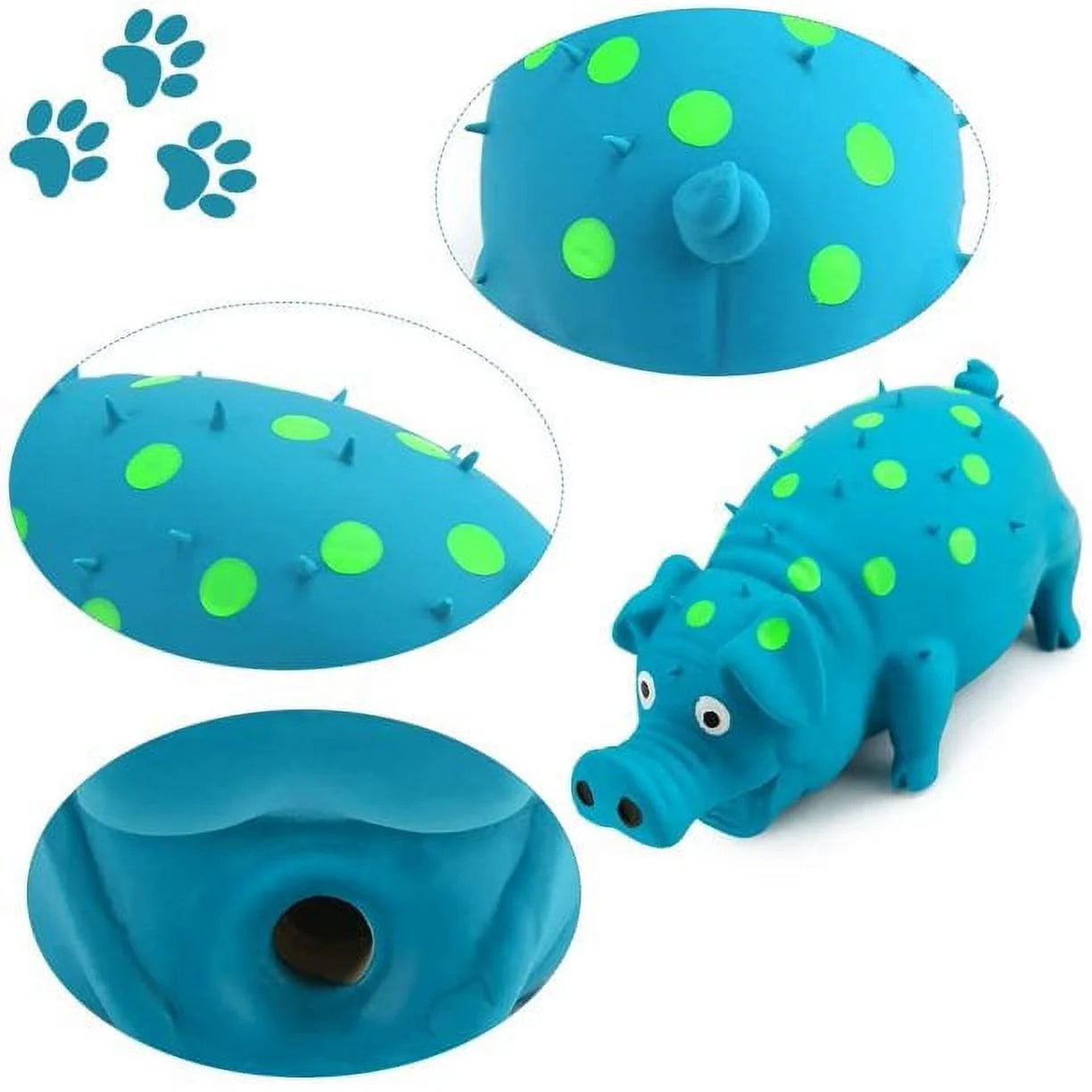 Dog Squeeze Toy,Squeaky Pig Dog Toys, Blue Latex Grunting Pig Dog Toy Anxiety Relief for Dog Puppy Chew Toys