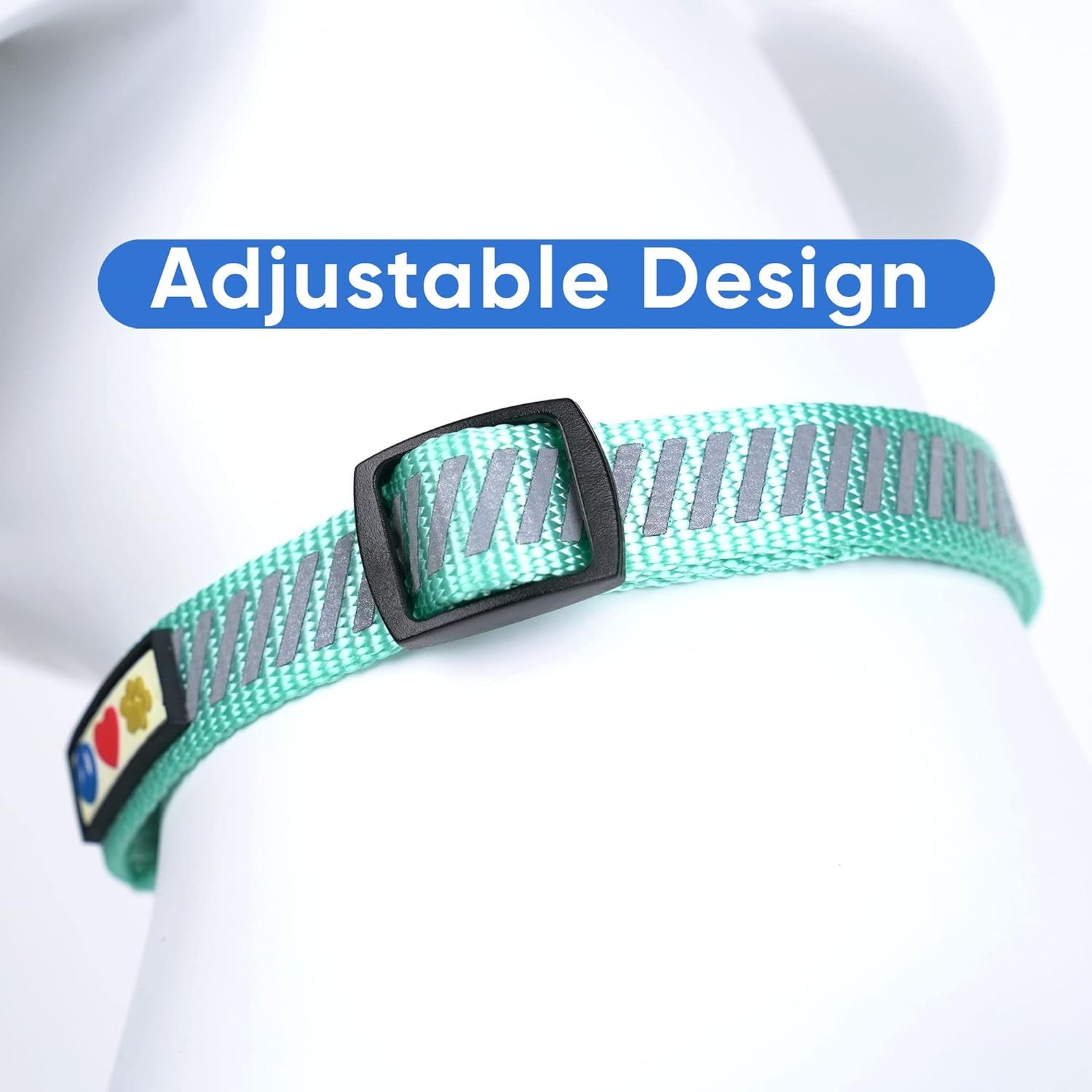 Reflective Dog Collar for Dog and Puppies a High Visibility Collar with Reflective Bands | Adjustable Dog Collar Heavy Duty Perfect for Extra Small and Small Puppies - Teal S Collar