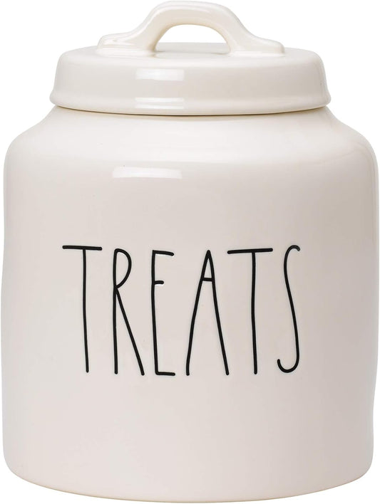 Rae Dunn Cat-Treat or Dog-Treat Jar, Ceramic Jar and Lid Set for Pet Treat or Food Storage, Cute Cookie Jar for Dog or Cat Treats