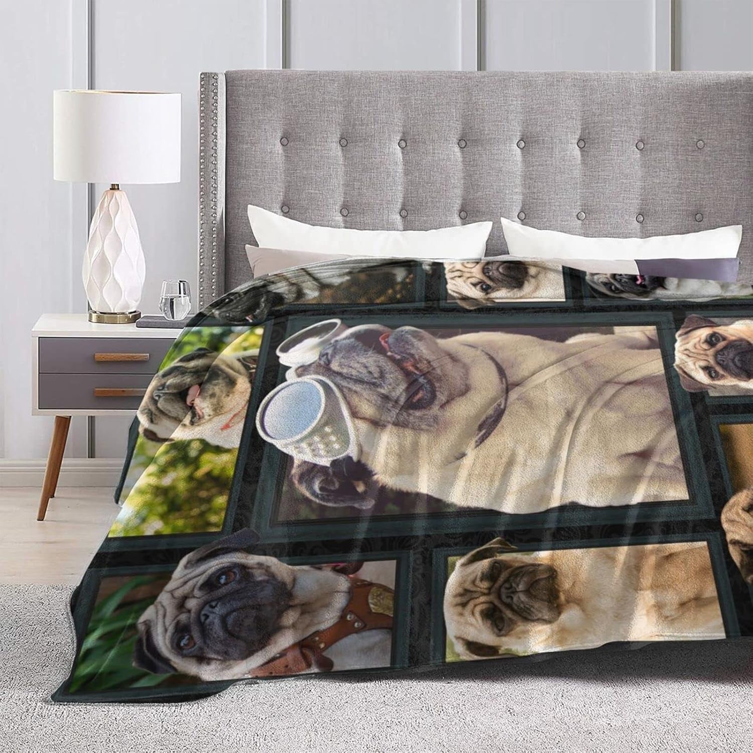 Smart Pug Dog Lovely Puppy Printed Ultra-Soft Throw Blanket Home Decorative Blanket for Living Room Bed Sofa