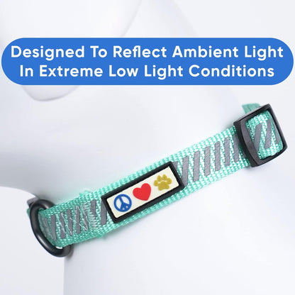 Reflective Dog Collar for Dog and Puppies a High Visibility Collar with Reflective Bands | Adjustable Dog Collar Heavy Duty Perfect for Extra Small and Small Puppies - Teal S Collar