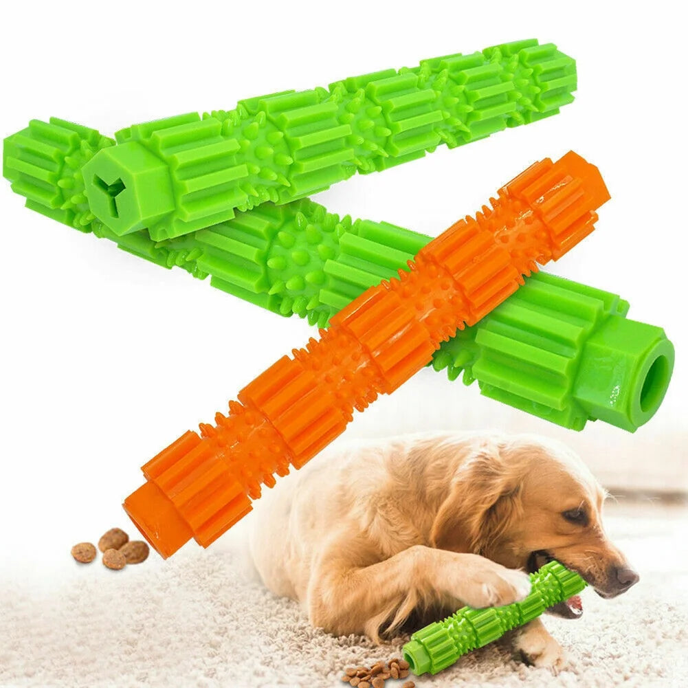 Dog Chew Stick Aggressive Chewer Treat Dispenser Rubber Pet Teeth Cleaning Toy,Green