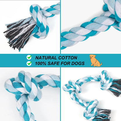 Vivifying Dog Rope Toys, 3 Knots Durable Braided Cotton Pet Chew Rope Toys for Dog Cat Puppy Teeth Cleaning(Blue) , Best Gift for Your Pet